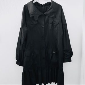 Tuzzi Black Button Down Rain Jacket